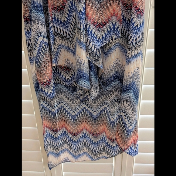 BCBG MaxAzria Tara Sleeveless Cascade Ruffle Dress In ZigZag Pattern - Picture 8 of 8